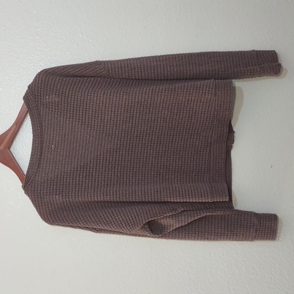 PRE OWNED DOUBLE ZERO LOVELY LARGE CROP CARDIGAN BROWN SIZE L FALL STAPLE - Picture 6 of 7